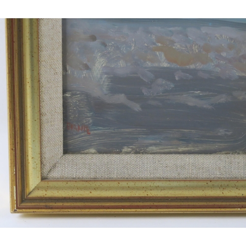 2906 - WILLIAM BIRNIE RSW RGI (SCOTTISH 1929-2006)L'EPICERIE Oil on board, signed lower left, 34 x 14cm (13... 