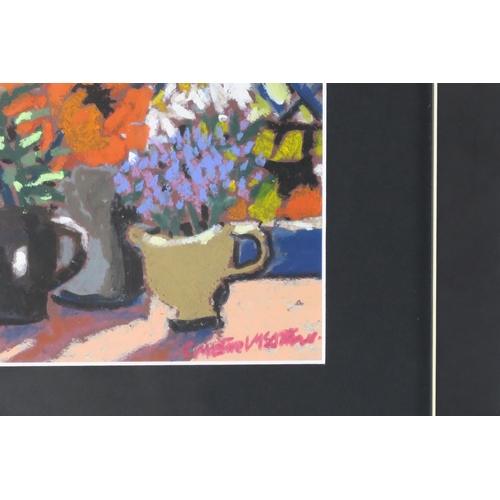 2920 - CHRISTINE MCARTHUR RGI RSW (SCOTTISH b.1953)FLOWERS ON THE WINDOWSILLPastel, signed lower right, 23 ... 