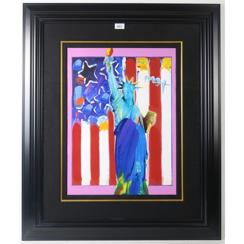 2923 - PETER MAX (GERMAN/AMERICAN b.1937) UNITED WE STAND IIMixed media on paper, signed upper right, ... 