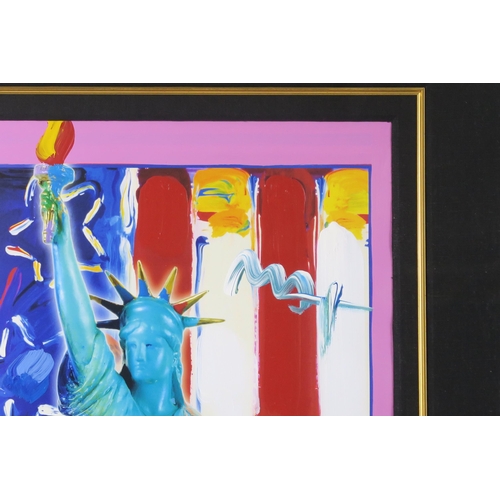 2923 - PETER MAX (GERMAN/AMERICAN b.1937) UNITED WE STAND IIMixed media on paper, signed upper right, ... 