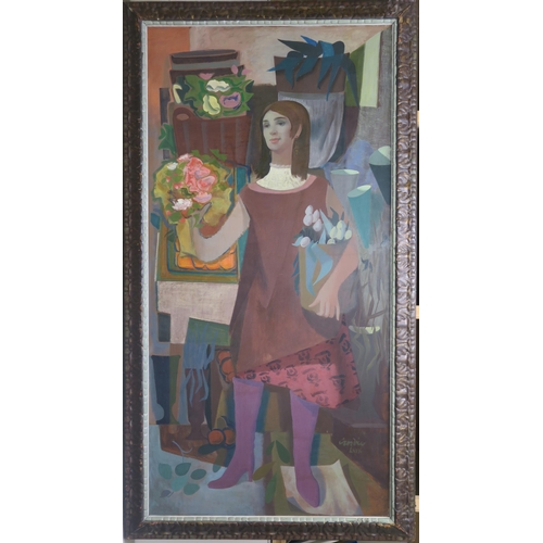 2930 - WILLIAM CROSBIE RSA RGI (1915-1999)FLOWER SELLER Oil on board, signed lower right, inscribed, 200 x ... 