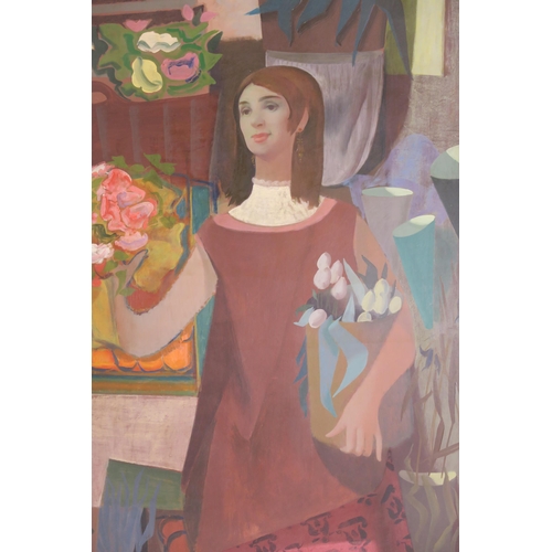 2930 - WILLIAM CROSBIE RSA RGI (1915-1999)FLOWER SELLER Oil on board, signed lower right, inscribed, 200 x ... 