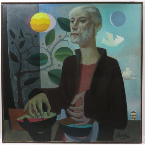 2933 - WILLIAM CROSBIE RSA RGI (1915-1999)PILGRIMAGE - ITINERANT SCHOLAR c.1965Oil on panel, signed lower r... 