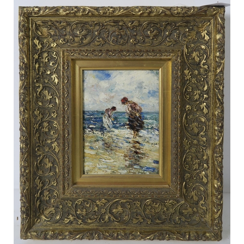 2943 - WILLIAM WILSON (FL 1884-1882) PADDLING Oil on board, 17 x 12cm (6.75 x 4.75