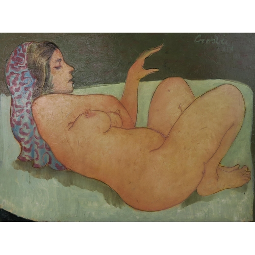 2953 - WILLIAM CROSBIE RSA RGI (1915-1999)RECLINING NUDE Oil on board, signed upper right, 45 x 60cm (... 