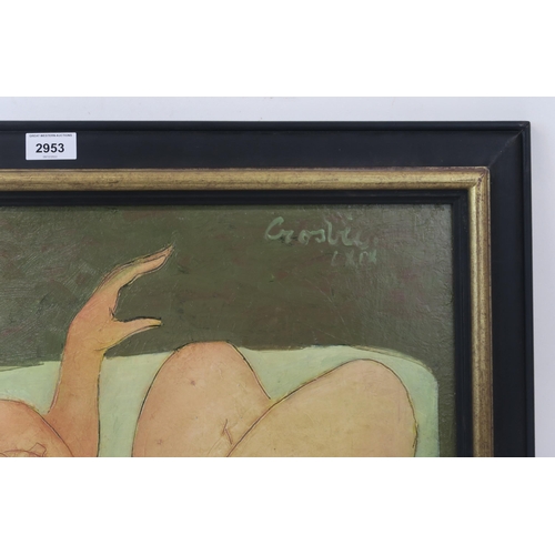 2953 - WILLIAM CROSBIE RSA RGI (1915-1999)RECLINING NUDE Oil on board, signed upper right, 45 x 60cm (... 