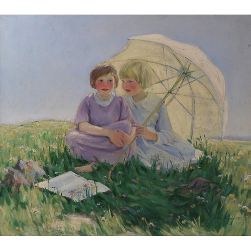 2955 - HELEN STIRLING JOHNSTON (SCOTTISH 1888-1931)THE SUNSHADE Oil on canvas, signed lower right, dat... 