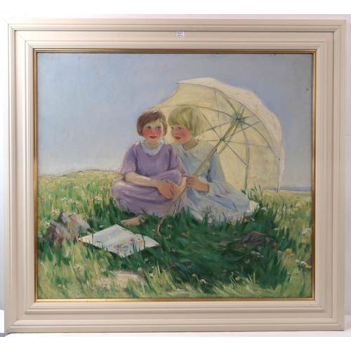 2955 - HELEN STIRLING JOHNSTON (SCOTTISH 1888-1931)THE SUNSHADE Oil on canvas, signed lower right, dat... 