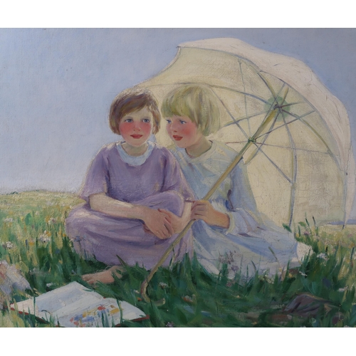 2955 - HELEN STIRLING JOHNSTON (SCOTTISH 1888-1931)THE SUNSHADE Oil on canvas, signed lower right, dat... 