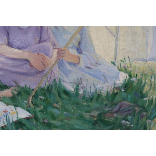 2955 - HELEN STIRLING JOHNSTON (SCOTTISH 1888-1931)THE SUNSHADE Oil on canvas, signed lower right, dat... 