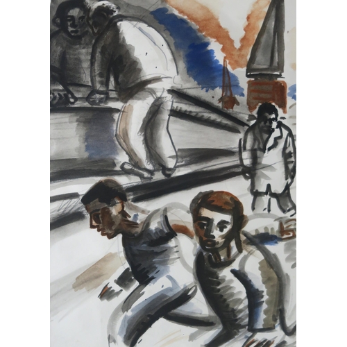 2956 - PETER HOWSON OBE (SCOTTISH b. 1958)SAILOR'S RUNNINGInk and wash, signed lower right, inscribed, 23 x... 