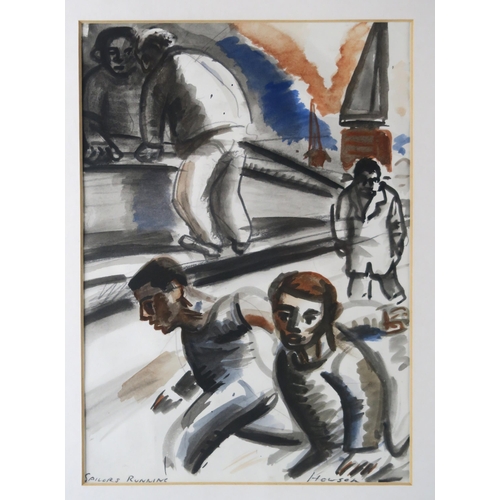 2956 - PETER HOWSON OBE (SCOTTISH b. 1958)SAILOR'S RUNNINGInk and wash, signed lower right, inscribed, 23 x... 