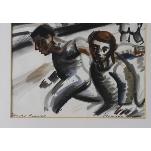 2956 - PETER HOWSON OBE (SCOTTISH b. 1958)SAILOR'S RUNNINGInk and wash, signed lower right, inscribed, 23 x... 