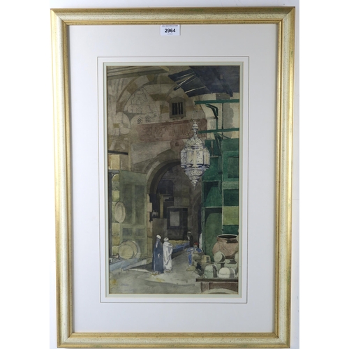 2964 - JOHN KEPPIE (SCOTTISH 1862-1945)BRASS BAZAAR, CAIRO Watercolour, signed lower left, inscribed, dated... 