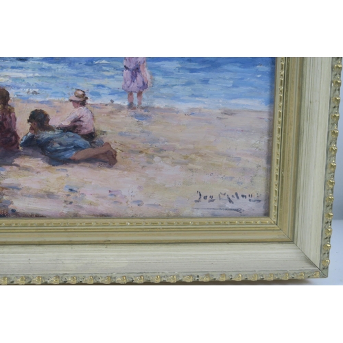 2968 - JOSEPH MILNE (SCOTTISH 1857-1911)CHILDREN RELAXING ON THE SAND AND IN THE SHALLOWSOil on canvas, sig... 