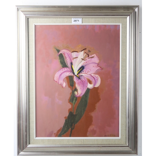 2971 - DAVID MICHIE OBE RSA RGI FRSA (SCOTTISH 1928-2015)LILY Oil on board, signed lower right, 44 x 3... 