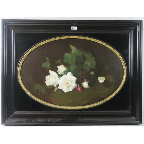 2976 - JAMES STUART PARK (BRITISH 1862-1933)STILL LIFE WITH WHITE ROSES Oil on canvas, signed lower ri... 