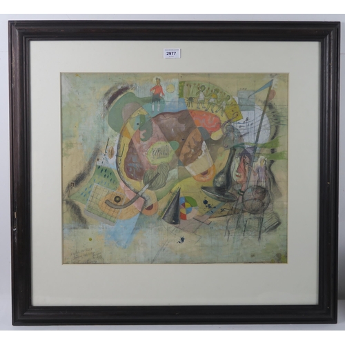 2977 - WILLIAM CROSBIE RSA RGI (1915-1999)SKETCH FOR EMPIRE EXHIBITION Mixed media drawing, signed low... 