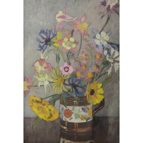 2988 - HELEN STUART WEIR RBA ROI (BRITISH 1915-1969)STILL LIFE IN FLORAL JUG Oil on canvas, signed low... 