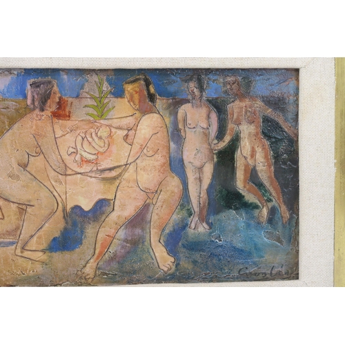 2993 - WILLIAM CROSBIE RSA RGI (1915-1999)FIRST BORN Oil on board, signed lower right, 24 x 64cm (9.5 ... 