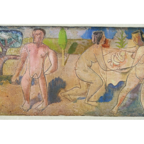 2993 - WILLIAM CROSBIE RSA RGI (1915-1999)FIRST BORN Oil on board, signed lower right, 24 x 64cm (9.5 ... 