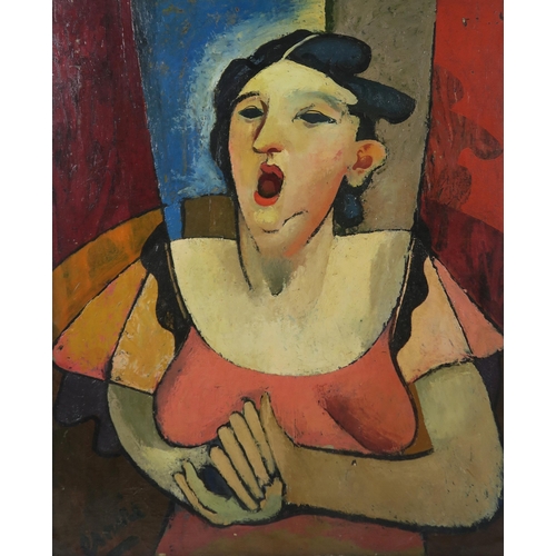 2994 - WILLIAM CROSBIE RSA RGI (1915-1999)WOMAN SINGING Oil on panel, signed lower left, 72 x 60cm (28... 