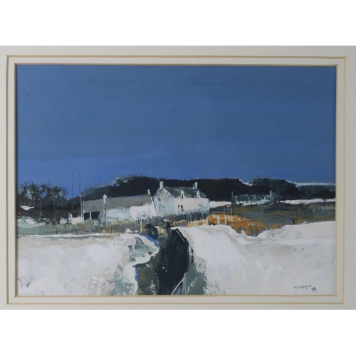 2998 - GORDON HOPE WYLLIE (1930-2005)WINTER FARM Oil on board, signed lower right, dated (19)81, 19 x 26cm ... 