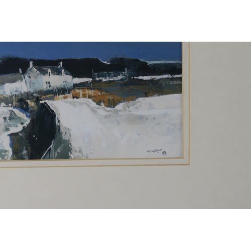 2998 - GORDON HOPE WYLLIE (1930-2005)WINTER FARM Oil on board, signed lower right, dated (19)81, 19 x 26cm ... 