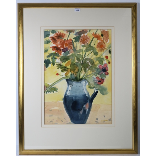 3000 - GLEN SCOULLAR RSW RGI (SCOTTISH b.1950)STILL LIFE OF FLOWERS IN A JUG Watercolour, signed lower... 