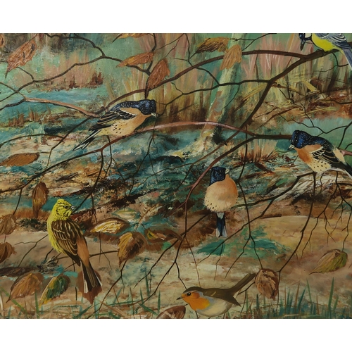 3002 - RALSTON GUDGEON RSA RSW (SCOTTISH 1910-1984) BRAMBLE FINCHES Oil on board, signed lower ri... 