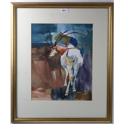 3011 - CLAIRE HARKESS RSW (SCOTTISH b.1970) LOST ORYX Watercolour, signed lower left, 42 x 33cm (16.5 x 13