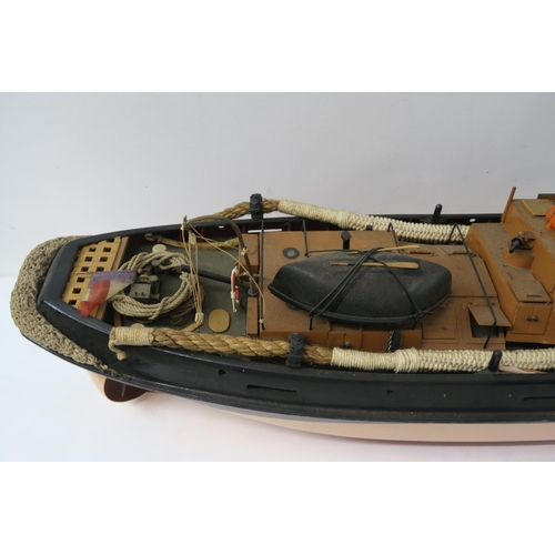 3016 - WILLIAM CROSBIE RSA RGI (1915-1999)STEAM TRAWLER Wood and mixed media sculpture, inscribed, 90c... 