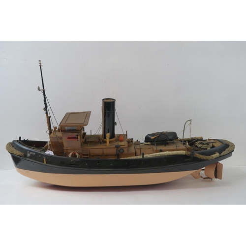 3016 - WILLIAM CROSBIE RSA RGI (1915-1999)STEAM TRAWLER Wood and mixed media sculpture, inscribed, 90c... 