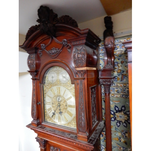 2067 - A LARGE EARLY 20TH CENTURY LONGCASE CLOCKwith brass and silvered 14