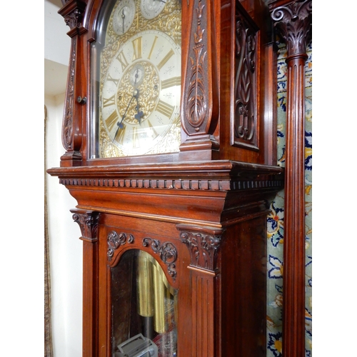 2067 - A LARGE EARLY 20TH CENTURY LONGCASE CLOCKwith brass and silvered 14