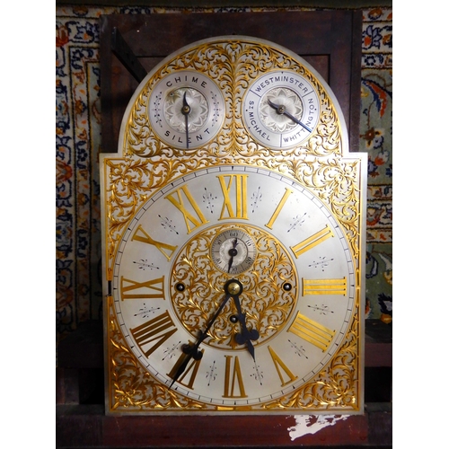 2067 - A LARGE EARLY 20TH CENTURY LONGCASE CLOCKwith brass and silvered 14