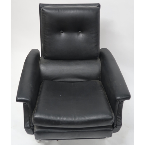 2125 - A MID 20TH CENTURY HIMOLLA RECLINING ARMCHAIRwith black vinyl upholstered seat on chromed quadrupeda... 