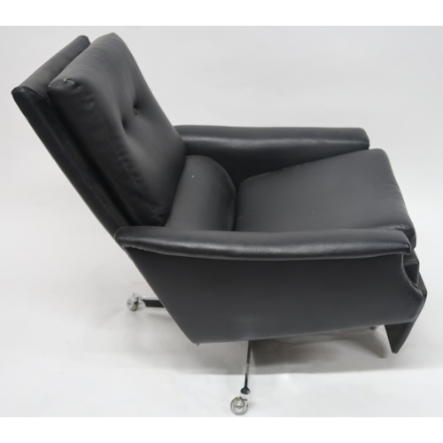 2125 - A MID 20TH CENTURY HIMOLLA RECLINING ARMCHAIRwith black vinyl upholstered seat on chromed quadrupeda... 