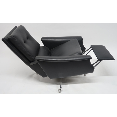 2125 - A MID 20TH CENTURY HIMOLLA RECLINING ARMCHAIRwith black vinyl upholstered seat on chromed quadrupeda... 