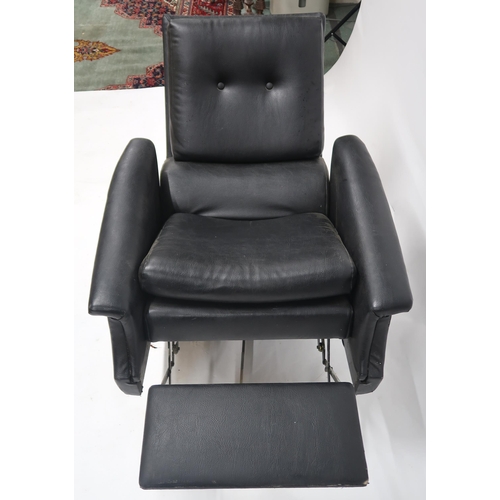 2125 - A MID 20TH CENTURY HIMOLLA RECLINING ARMCHAIRwith black vinyl upholstered seat on chromed quadrupeda... 