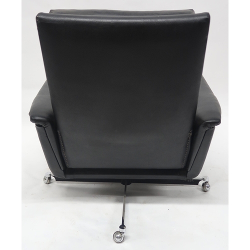 2125 - A MID 20TH CENTURY HIMOLLA RECLINING ARMCHAIRwith black vinyl upholstered seat on chromed quadrupeda... 