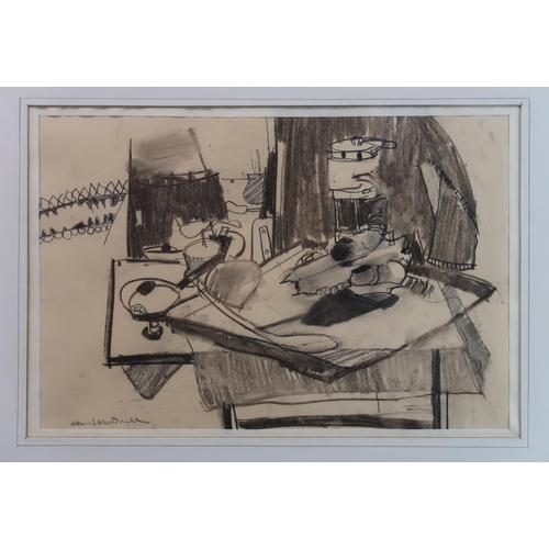 3020 - HAMISH MACDONALD (SCOTTISH 1935-2008)STILL LIFE Mixed media/charcoal drawing, signed lower left... 
