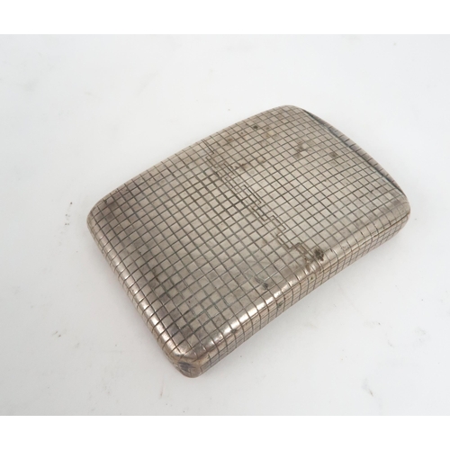 2501 - A GEORGE III SILVER TOOTHPICK BOXof shaped rectangular form, the body with checkerboard  decora... 