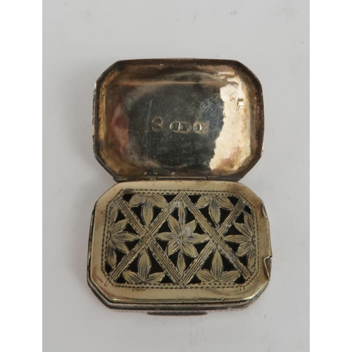 2501 - A GEORGE III SILVER TOOTHPICK BOXof shaped rectangular form, the body with checkerboard  decora... 