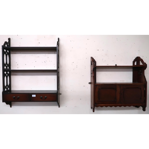 111 - A lot of two late Victorian hanging wall shelves (2)