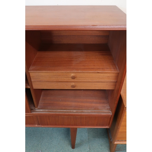 117 - A mid 20th century Danish teak E. W. Bach for Sejling Skabe sideboard with three slide doors conceal... 