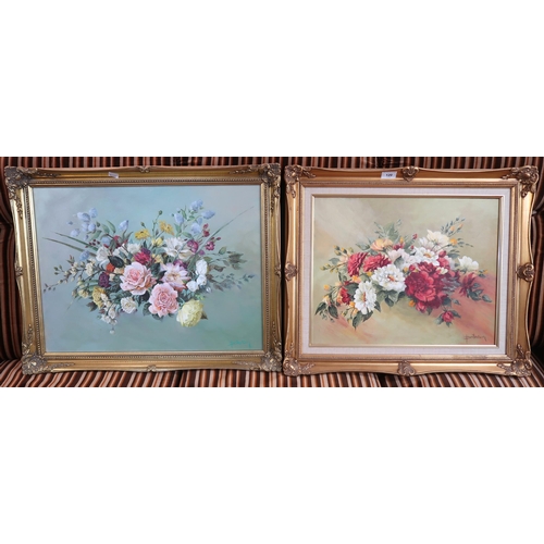 120 - A lot of two gilt framed floral oils (2)