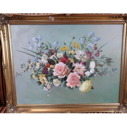 120 - A lot of two gilt framed floral oils (2)