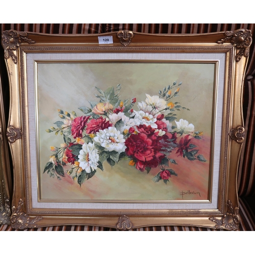 120 - A lot of two gilt framed floral oils (2)