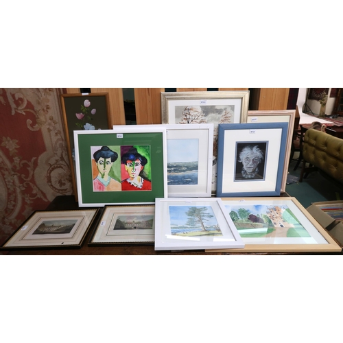 122 - A box of assorted framed prints